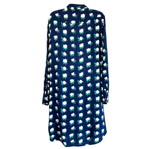 Draper James Magnolia Shirt Dress Navy Floral Size 14 Charming Preppy Cottage - Picture 3 of 8